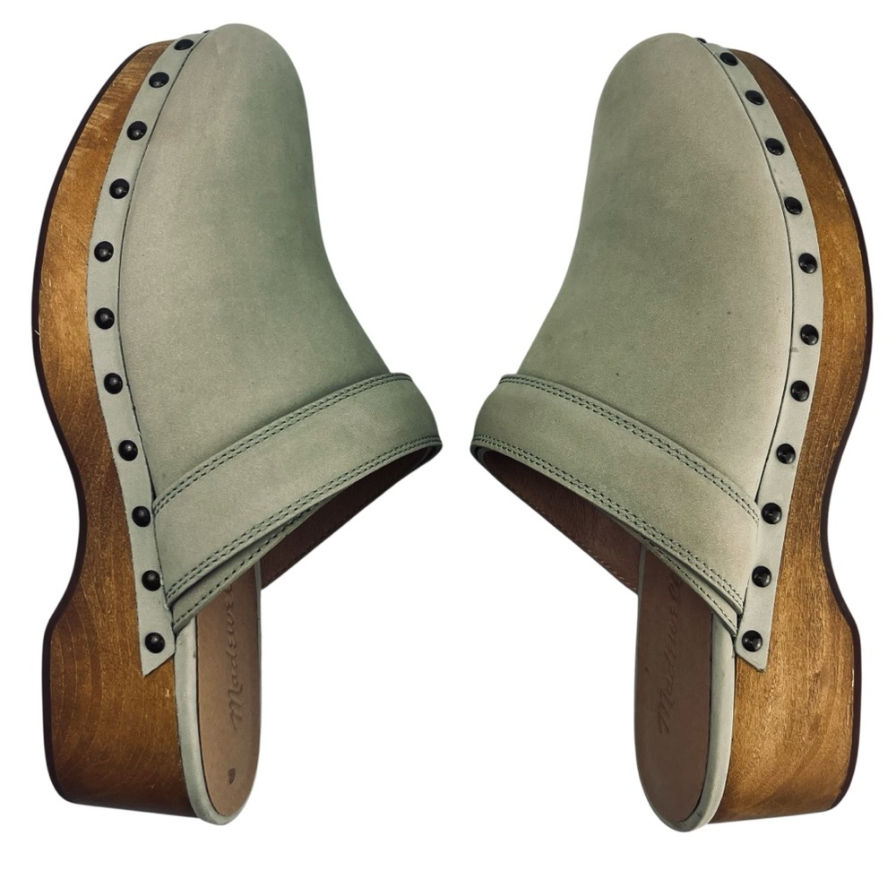Madewell Cecily Leather Clogs Women 6.5 in Celery Green - Picture 6 of 9